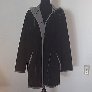 Susan Graver, medium, light gray & black, fleece jacket